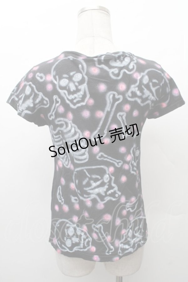 画像2: RNA / スカルプリントTシャツ  黒ｘピンク S-26-02-11-034-PU-TS-HR-ZS (2)