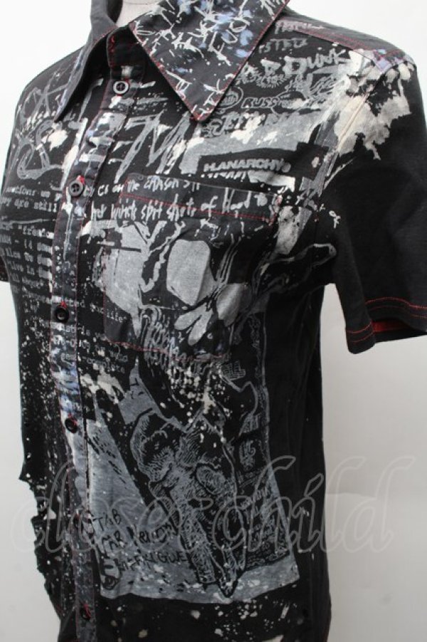 画像3: h.ANARCHY / プリントダメージ半袖ブラウス  黒 S-26-02-11-035-HN-BL-HR-ZS (3)
