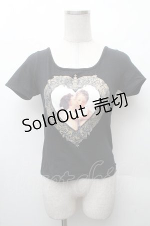 画像: CHOICE / ハート天使ショート丈パフTシャツ  黒 S-26-02-11-036-PU-TS-HR-ZS