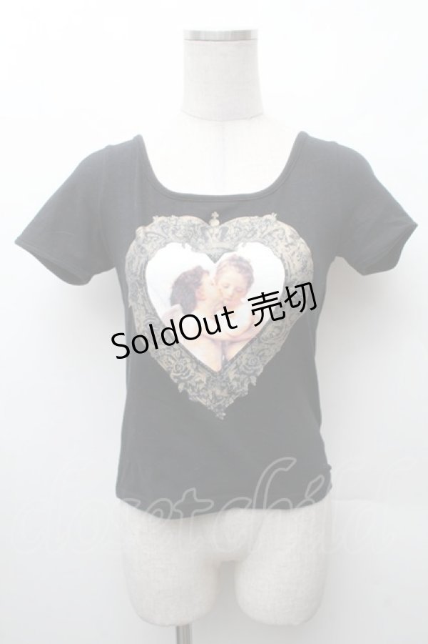 画像1: CHOICE / ハート天使ショート丈パフTシャツ  黒 S-26-02-11-036-PU-TS-HR-ZS (1)