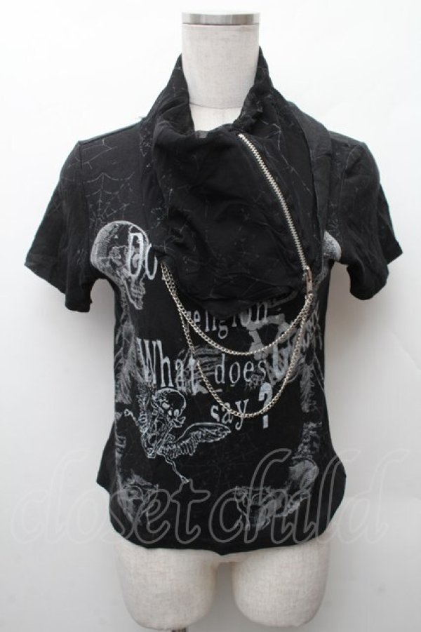 画像1: h.ANARCHY / チュールレイヤードハイネックカットソー  黒 S-26-02-11-037-HN-TS-HR-ZS (1)