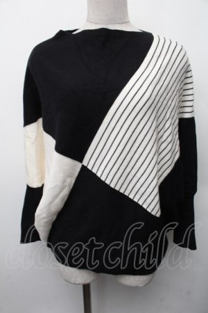 画像: axes femme / パネル柄ニットプルオーバー  オフＸ黒 S-26-02-13-042-AX-CO-AS-ZS