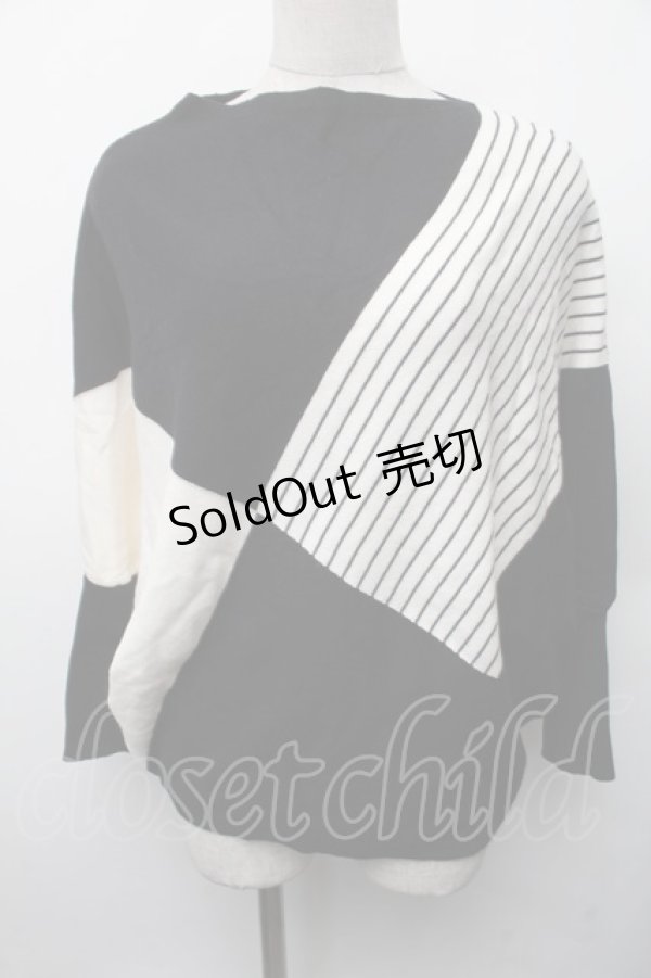 画像1: axes femme / パネル柄ニットプルオーバー  オフＸ黒 S-26-02-13-042-AX-CO-AS-ZS (1)