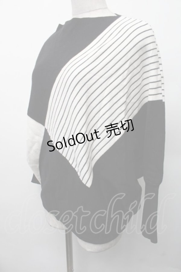 画像2: axes femme / パネル柄ニットプルオーバー  オフＸ黒 S-26-02-13-042-AX-CO-AS-ZS (2)