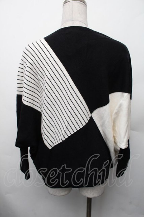 画像3: axes femme / パネル柄ニットプルオーバー  オフＸ黒 S-26-02-13-042-AX-CO-AS-ZS (3)