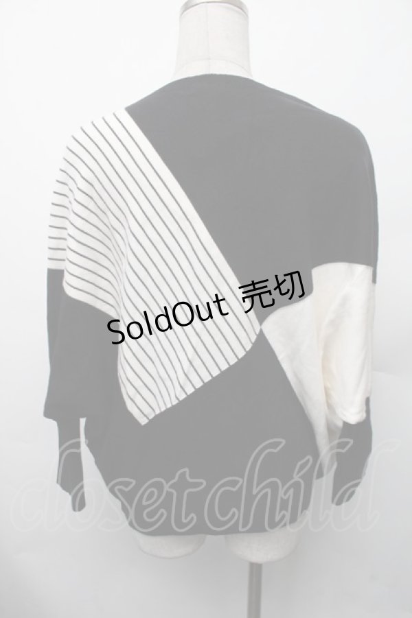 画像3: axes femme / パネル柄ニットプルオーバー  オフＸ黒 S-26-02-13-042-AX-CO-AS-ZS (3)