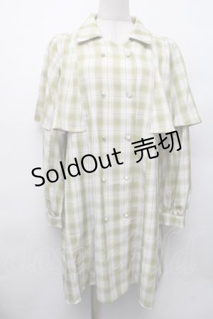 画像: axes femme / ダブルブレストケープワンピース  グリーン S-26-02-13-043-AX-OP-AS-ZS