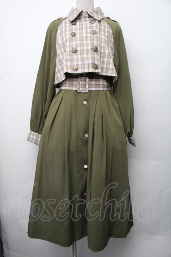 画像1: axes femme POETIQUE / 2WAYバイカラーコート  カーキ S-26-02-13-045-AX-CO-AS-ZS (1)