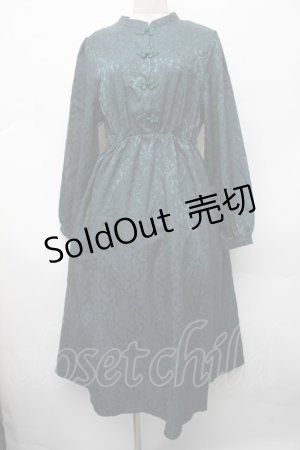 画像: axes femme / サテンジャガードチャイナワンピース  グリーン S-26-02-13-046-AX-OP-AS-ZS