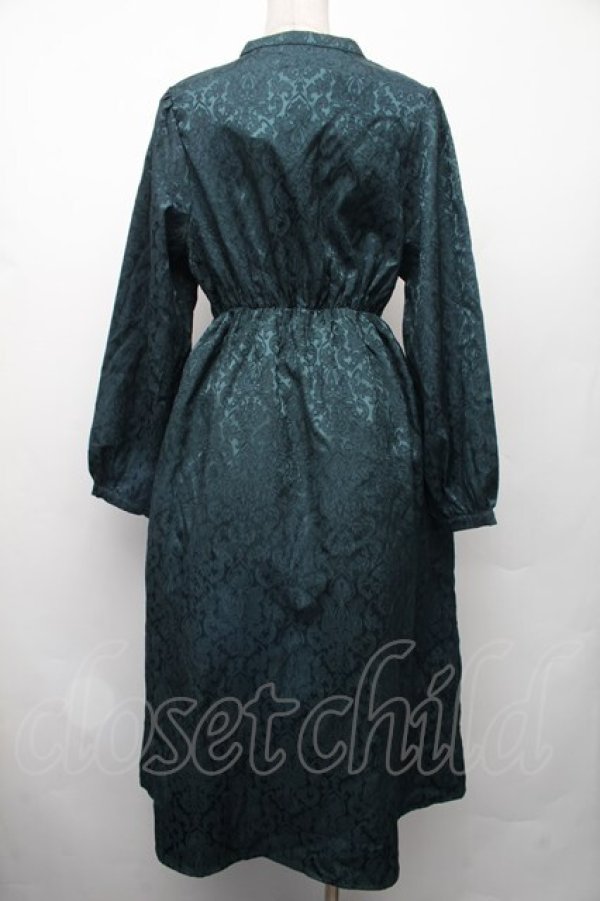 画像3: axes femme / サテンジャガードチャイナワンピース  グリーン S-26-02-13-046-AX-OP-AS-ZS (3)