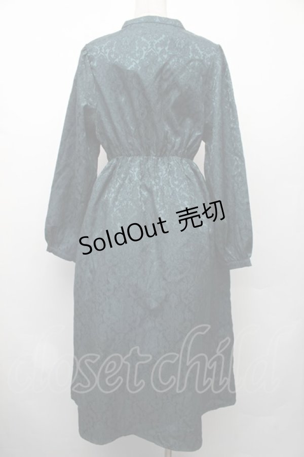 画像3: axes femme / サテンジャガードチャイナワンピース  グリーン S-26-02-13-046-AX-OP-AS-ZS (3)