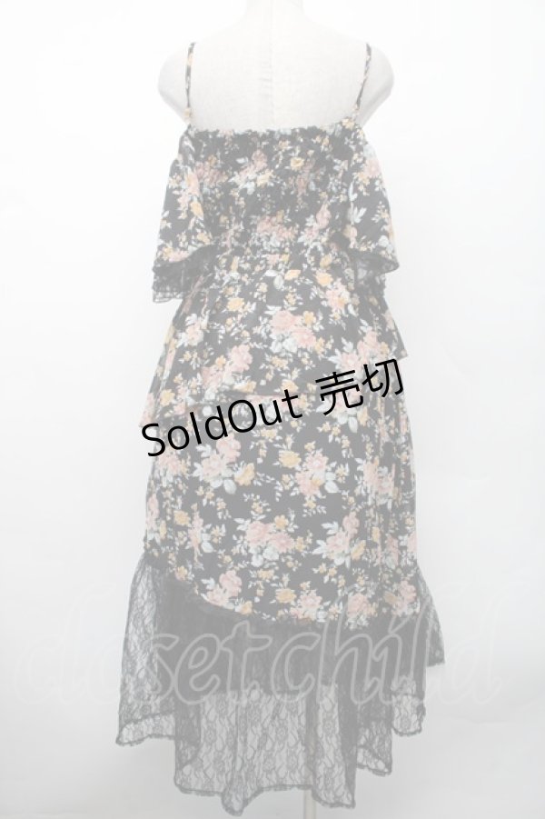 画像3: axes femme / フラワーシャワープリントワンピース  黒 S-26-02-13-052-AX-OP-AS-ZS (3)