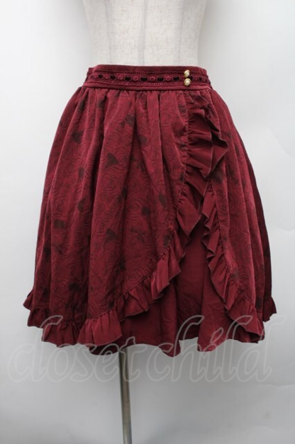 画像1: axes femme / 総柄スリットスカート/美女と野獣  ワイン S-26-02-13-054-AX-SK-HR-ZS (1)