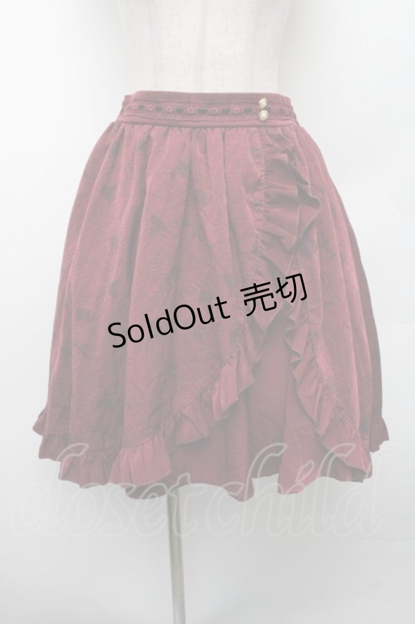 画像1: axes femme / 総柄スリットスカート/美女と野獣  ワイン S-26-02-13-054-AX-SK-HR-ZS (1)