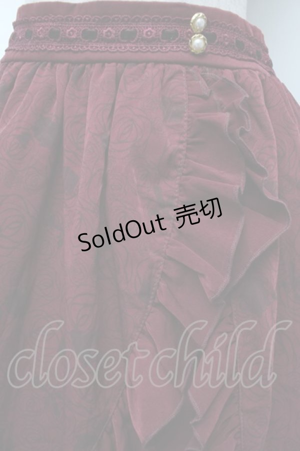 画像2: axes femme / 総柄スリットスカート/美女と野獣  ワイン S-26-02-13-054-AX-SK-HR-ZS (2)