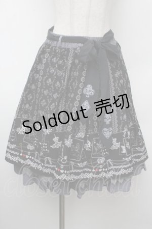 画像: axes femme / トランプメルヘン柄スカート/Disney  黒 S-26-02-13-058-AX-SK-HR-ZS