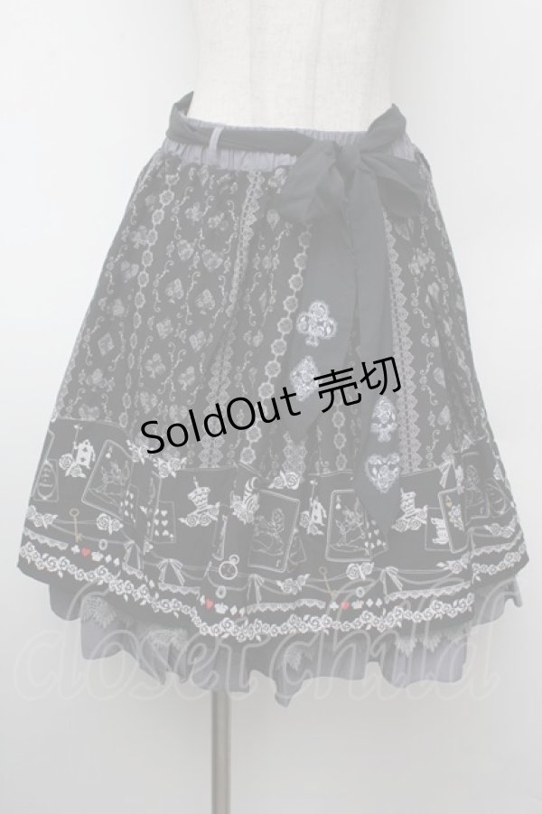 画像1: axes femme / トランプメルヘン柄スカート/Disney  黒 S-26-02-13-058-AX-SK-HR-ZS (1)