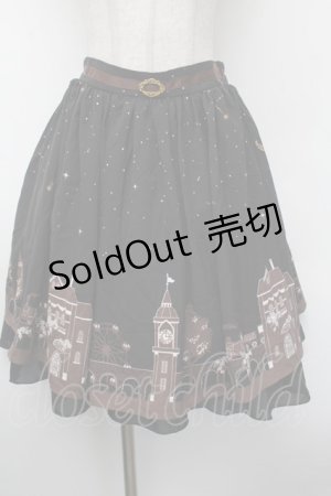 画像: axes femme / 町並み柄スカート  黒 S-26-02-13-059-AX-SK-AS-ZS