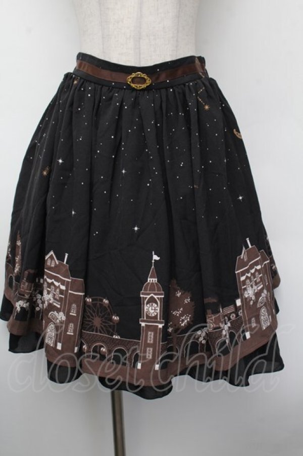 画像1: axes femme / 町並み柄スカート  黒 S-26-02-13-059-AX-SK-AS-ZS (1)