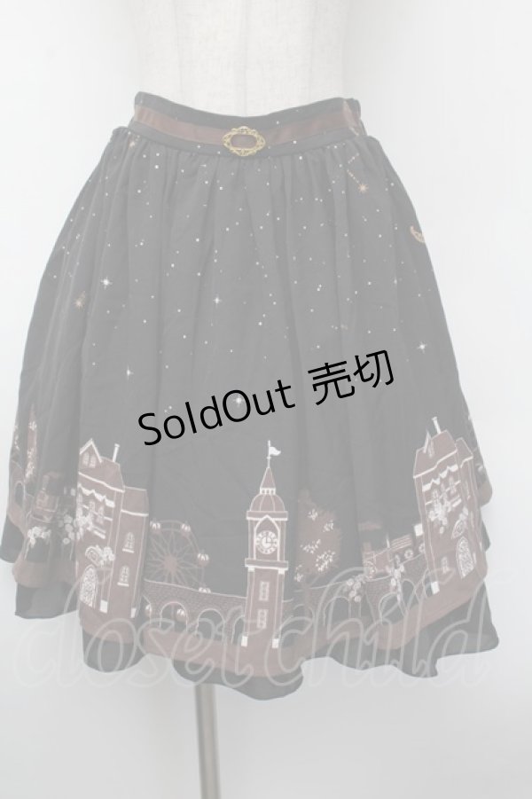 画像1: axes femme / 町並み柄スカート  黒 S-26-02-13-059-AX-SK-AS-ZS (1)