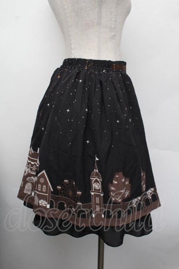 画像3: axes femme / 町並み柄スカート  黒 S-26-02-13-059-AX-SK-AS-ZS (3)