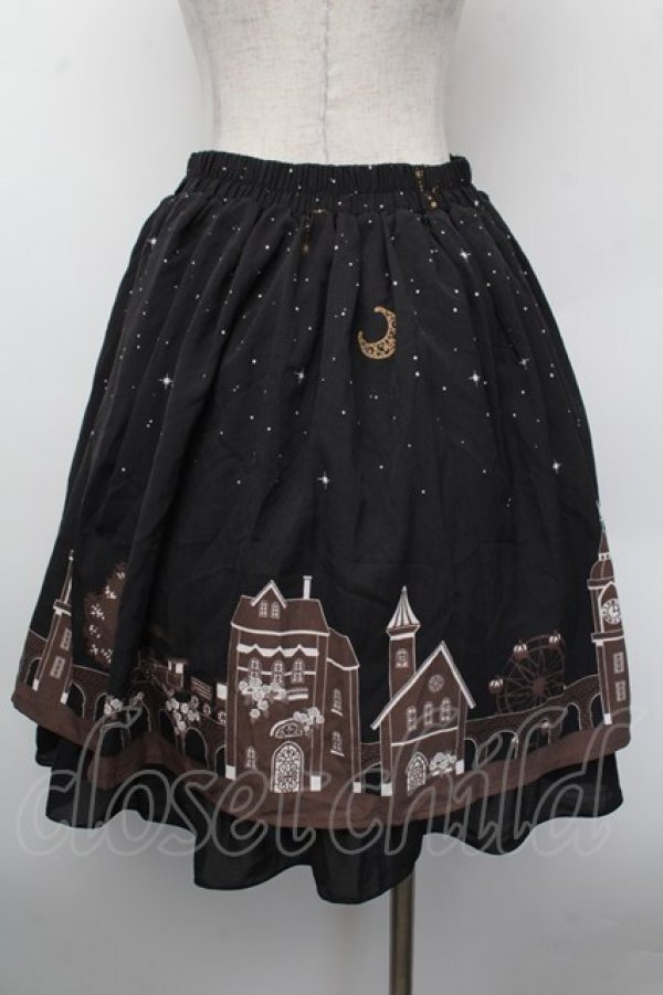 画像4: axes femme / 町並み柄スカート  黒 S-26-02-13-059-AX-SK-AS-ZS (4)