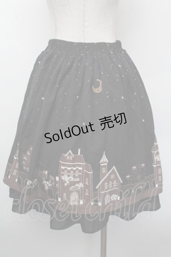 画像4: axes femme / 町並み柄スカート  黒 S-26-02-13-059-AX-SK-AS-ZS (4)