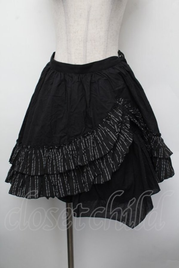 画像1: PEACE NOW / ストライプイレヘムスカート  黒 S-26-02-13-060-PU-SK-HR-ZS (1)
