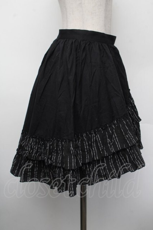 画像2: PEACE NOW / ストライプイレヘムスカート  黒 S-26-02-13-060-PU-SK-HR-ZS (2)