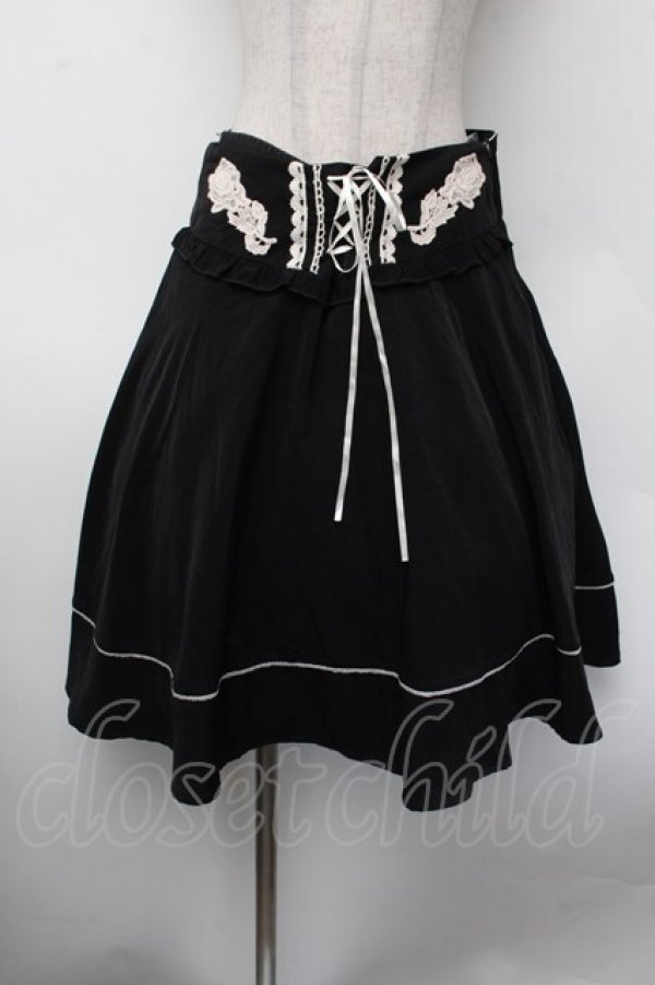 画像1: axes femme / レースアップフレアスカート  黒 S-26-02-13-061-AX-SK-HR-ZS (1)