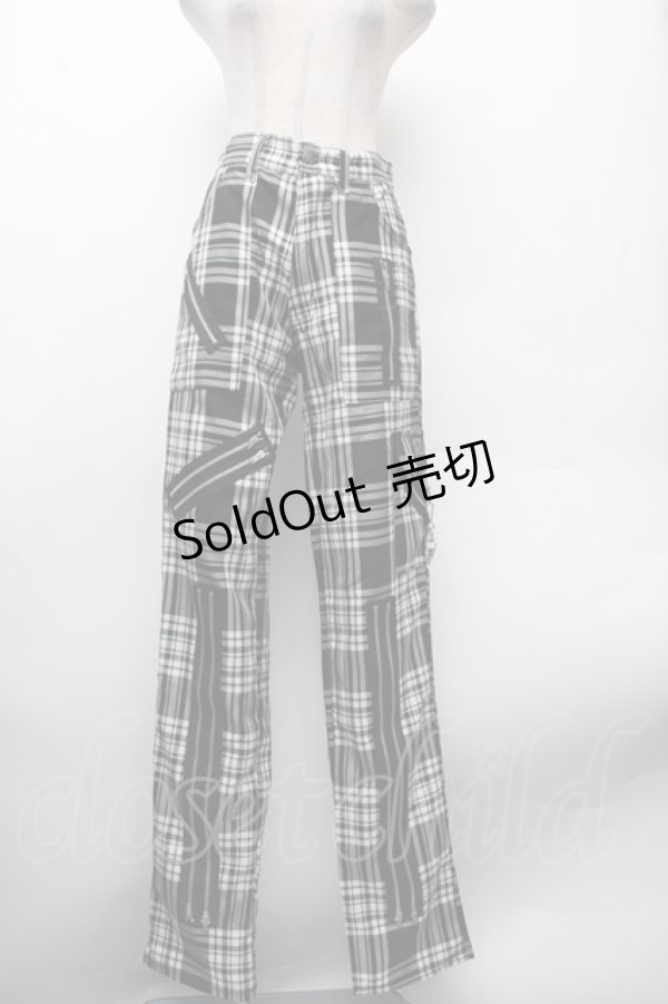 画像1: PUNK / チェックパンツ  黒ｘ白 S-26-02-13-064-PU-PA-HR-ZS (1)
