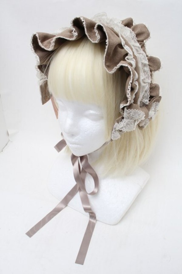 画像1: metamorphose / 両山レースブリム付きヘッドドレス  ベージュ S-26-02-13-008-ME-AC-AS-ZS (1)