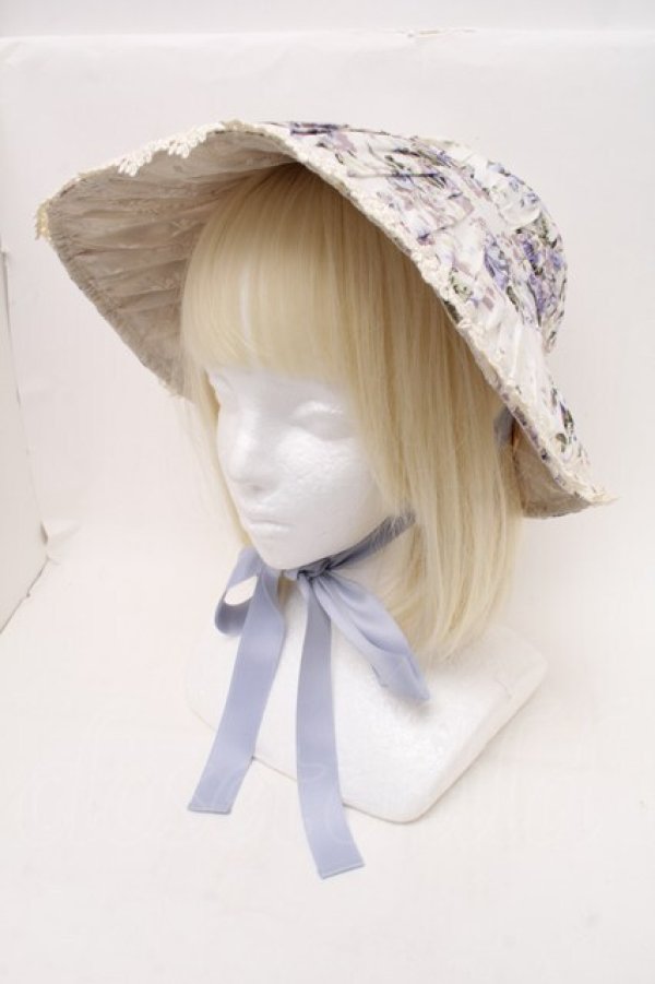 画像1: Victorian maiden / ロココブーケボンネット  ブルー S-26-02-13-010-CL-AC-AS-ZS (1)