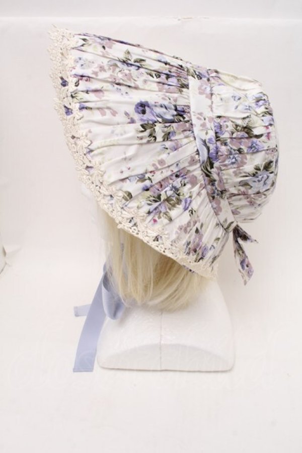 画像2: Victorian maiden / ロココブーケボンネット  ブルー S-26-02-13-010-CL-AC-AS-ZS (2)