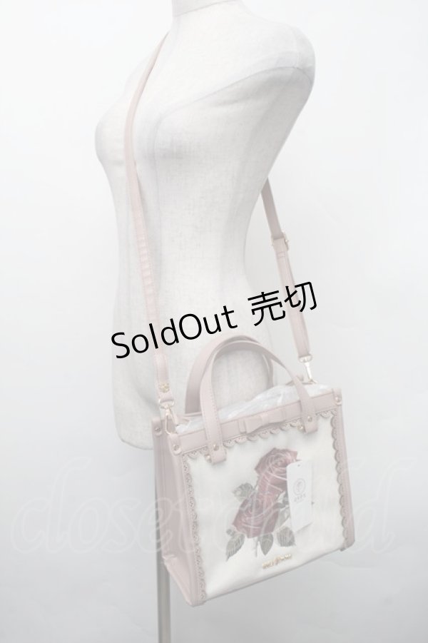 画像1: axes femme / ローズ刺繍スクエアバッグ  ピンク S-26-02-13-014-AX-BG-AS-ZS (1)