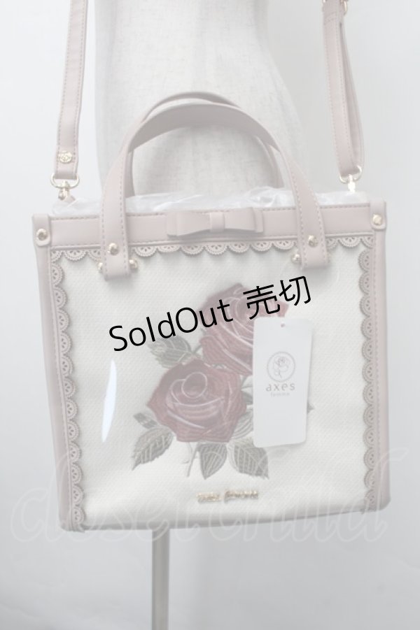 画像2: axes femme / ローズ刺繍スクエアバッグ  ピンク S-26-02-13-014-AX-BG-AS-ZS (2)