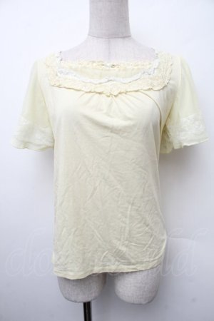 画像: axes femme / 多種レース使いトップス  イエロー S-26-02-13-025-AX-TO-HR-ZS