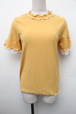 画像: axes femme / 吸水速乾袖レースメロープルオーバー  イエロー S-26-02-13-027-AX-TO-AS-ZS