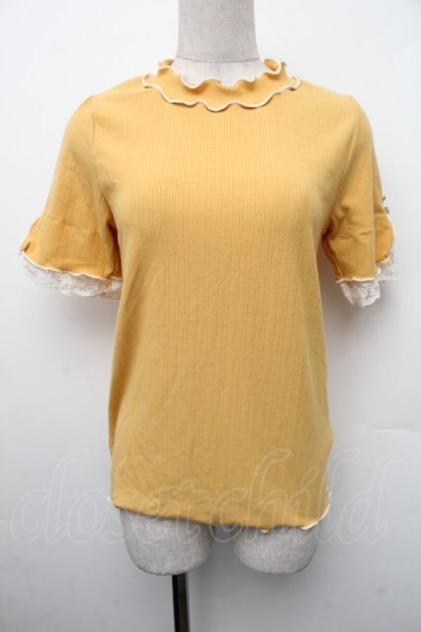 画像1: axes femme / 吸水速乾袖レースメロープルオーバー  イエロー S-26-02-13-027-AX-TO-AS-ZS (1)