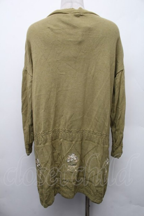 画像2: axes femme / ブーケ刺繍ロングニットカーディガン  グリーン S-26-02-13-036-AX-TO-AS-ZS (2)