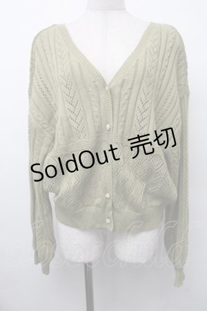 画像: axes femme / 透かし柄ニットカーディガン  グリーン S-26-02-13-037-AX-TO-AS-ZS