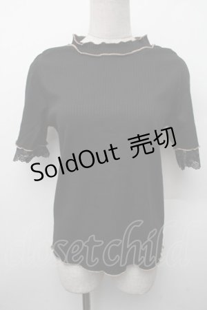 画像: axes femme / バイカラーメロー袖レースプルオーバー  黒 S-26-02-13-038-AX-TO-AS-ZS