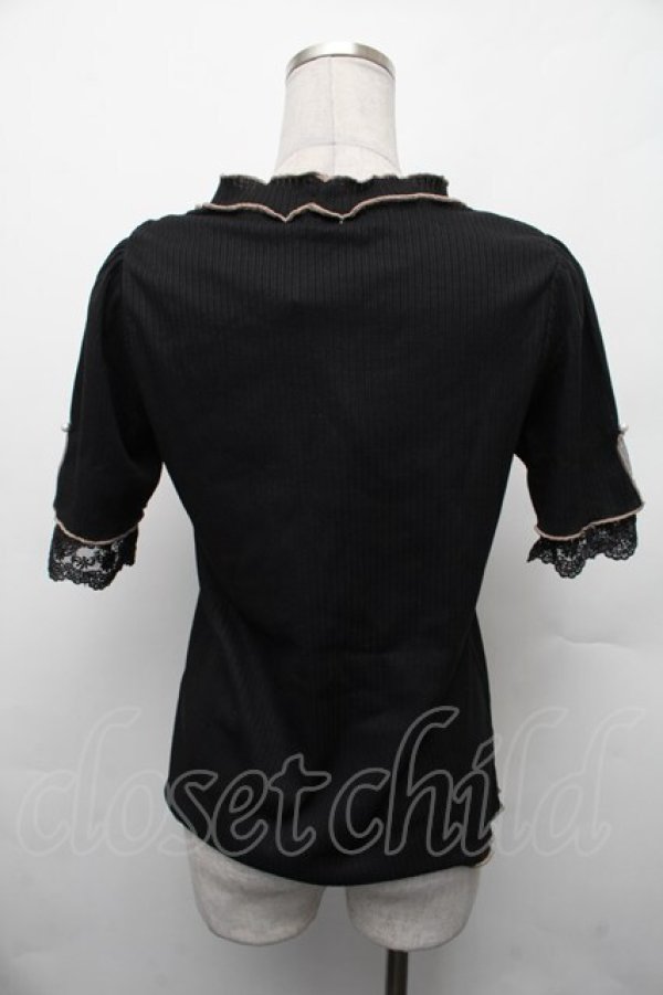 画像2: axes femme / バイカラーメロー袖レースプルオーバー  黒 S-26-02-13-038-AX-TO-AS-ZS (2)