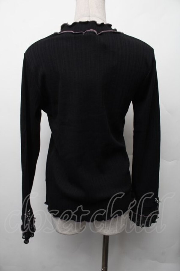 画像2: axes femme / バイカラーメロー袖レースプルオーバー  黒 S-26-02-13-039-AX-TO-AS-ZS (2)