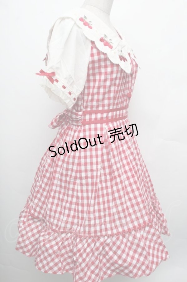 画像2: LIZ LISA / ストロベリーレースギンガムワンピース  赤Ｘ白 S-26-02-15-038-LO-OP-AS-ZS (2)