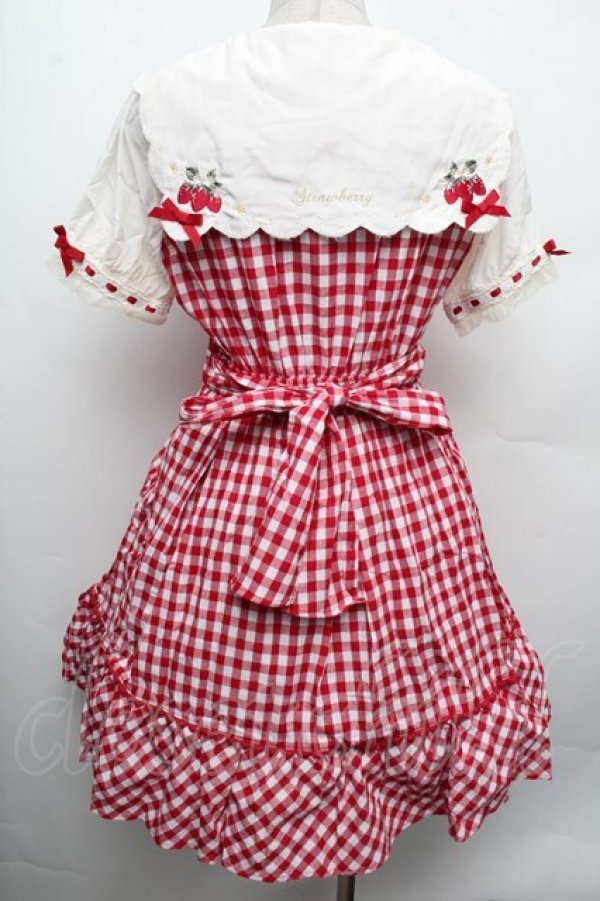 画像3: LIZ LISA / ストロベリーレースギンガムワンピース  赤Ｘ白 S-26-02-15-038-LO-OP-AS-ZS (3)