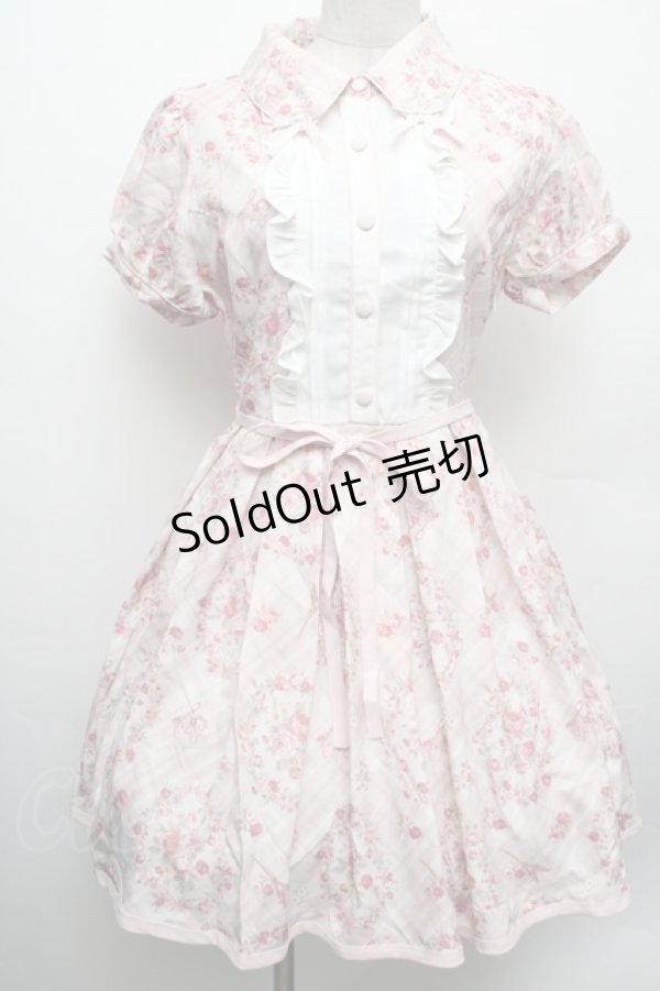 画像1: LIZ　LISA / チェック額縁花柄ワンピース  ピンク S-26-02-15-039-LO-OP-AS-ZS (1)