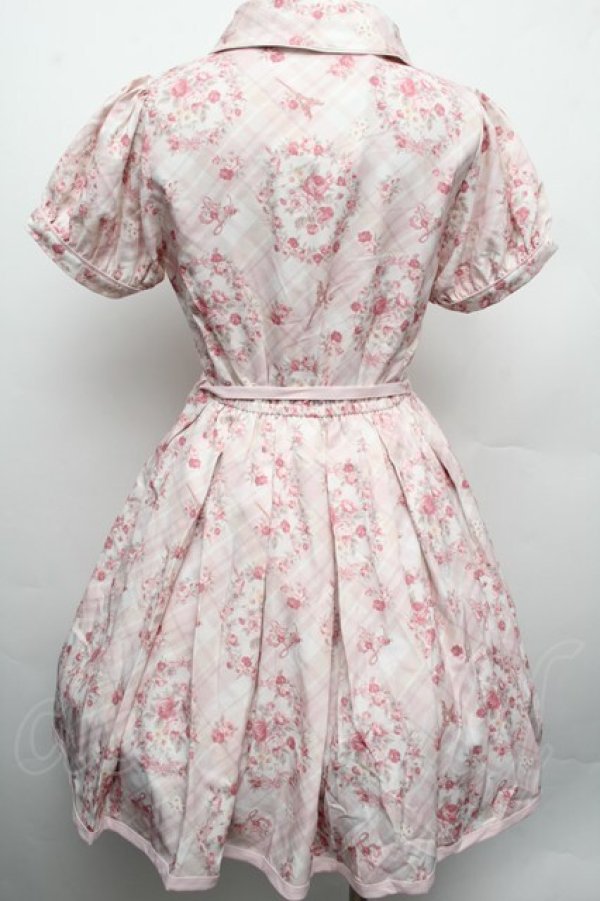 画像2: LIZ　LISA / チェック額縁花柄ワンピース  ピンク S-26-02-15-039-LO-OP-AS-ZS (2)