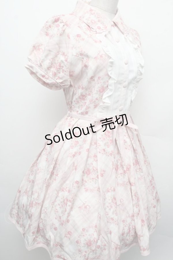 画像3: LIZ　LISA / チェック額縁花柄ワンピース  ピンク S-26-02-15-039-LO-OP-AS-ZS (3)