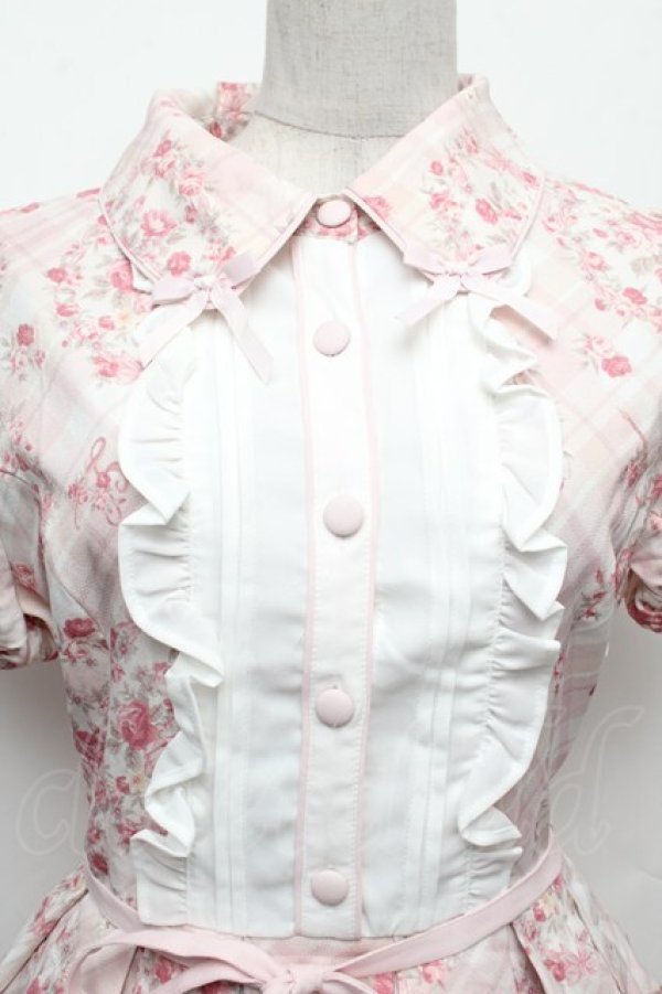 画像4: LIZ　LISA / チェック額縁花柄ワンピース  ピンク S-26-02-15-039-LO-OP-AS-ZS (4)